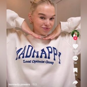 Madhappy Cream Sweatshirt with Blue Logo